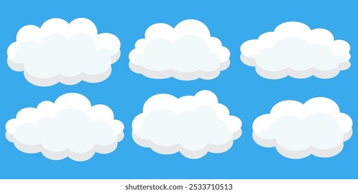 Collection of white cloud illustrations. Vector set of cartoon clouds in flat design.Cloud.