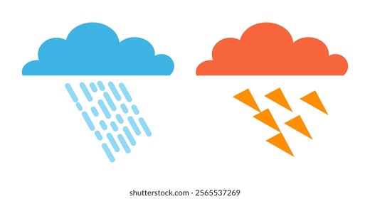Collection of white cloud illustrations. Vector set of cartoon clouds in flat design.Cloud.