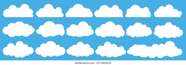 Collection of white cloud illustrations. Vector set of cartoon clouds in flat design.Cloud.