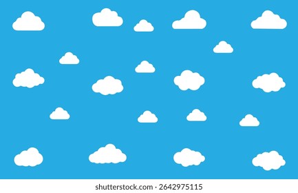 Collection of white cloud illustrations. Vector set of cartoon clouds in flat design.Cloud