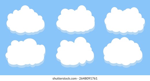 Collection of white cloud illustrations. Vector set of cartoon clouds in flat design.Cloud.
