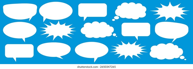 Collection of white cloud illustrations. Vector set of cartoon clouds in flat design.Cloud.