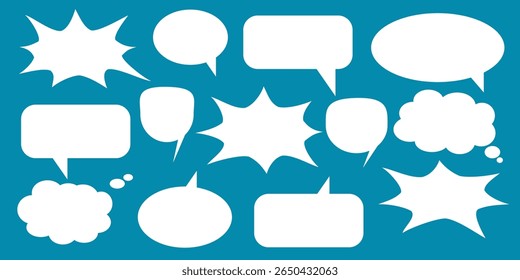 Collection of white cloud illustrations. Vector set of cartoon clouds in flat design.Cloud.
