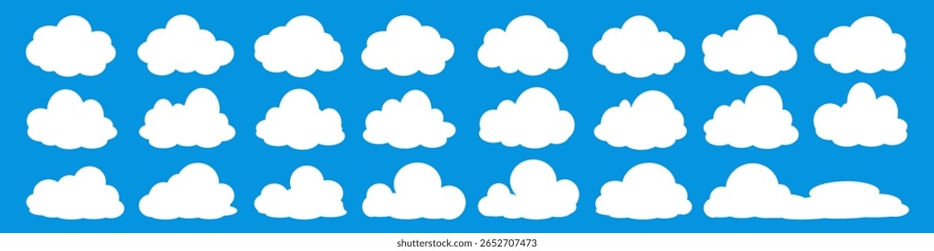 Collection of white cloud illustrations. Vector set of cartoon clouds in flat design.Cloud.