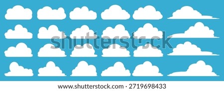 Collection of white cloud illustrations. Vector set of cartoon clouds in flat design.Cloud.