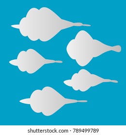 collection of white clouds set illustration isolated on blue background