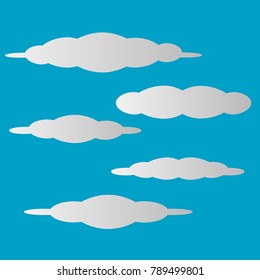 collection of white clouds set illustration isolated on blue background