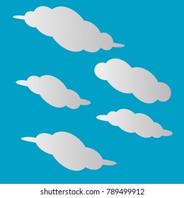 collection of white clouds set illustration isolated on blue background