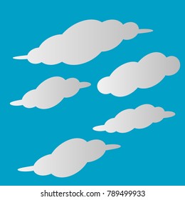 collection of white clouds set illustration isolated on blue background