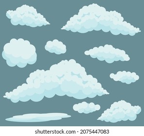 Collection White Clouds Vector Illustration 
