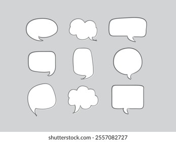 Collection white color speech bubbles handdrawn, Felt Pen Communication Speech Bubbles Drawing Set