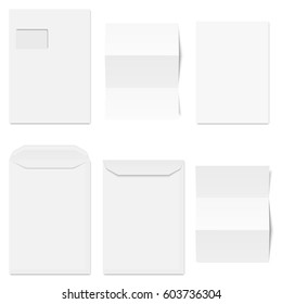 Colección de sobres blancos con diferentes papeles blancos