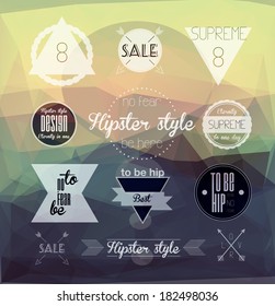 Collection of white flat Vector Vintage hipster Labels