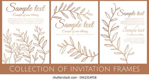 collection of white and gold invitation with simple branches