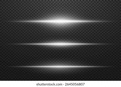 Colección de deslumbramiento Horizontal blanco. Rayos de luz láser, rayos de luz Horizontales. EPS 10.