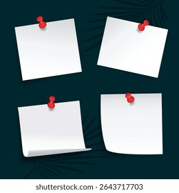 Collection of white memo pads with red push pins