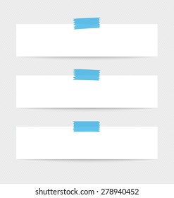 Collection of white note papers, ready for your message. Vector illustration.