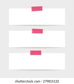 Collection of white note papers, ready for your message. Vector illustration.