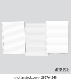 Collection of white note papers, ready for your message. Vector illustration.