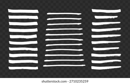 Collection of white paint brush strokes with rough texture, grunge style on transparent checkered background, concept of artistic design elements - Powered by Shutterstock - Get 15% off with code: PIKWIZARD15