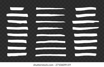 Collection of white paint brush strokes with rough texture, grunge style on transparent checkered background, concept of artistic design elements - Powered by Shutterstock - Get 15% off with code: PIKWIZARD15