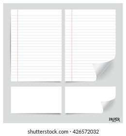 Collection of white papers, ready for your message. Vector illustration.