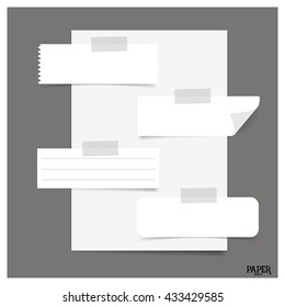 Collection of white papers, ready for your message. Vector illustration.