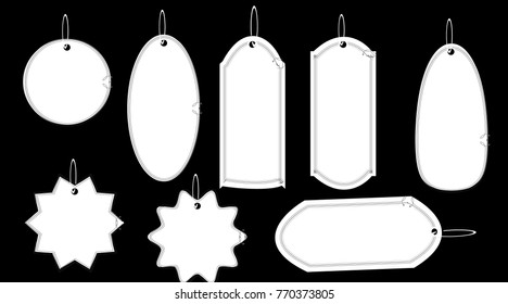 collection of white silhouette price tag gift label symbol sale discount