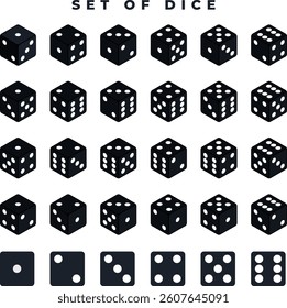 Collection of White Silver Dice in Various Angles