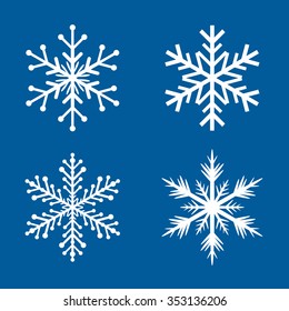 Collection of White Snowflakes. 