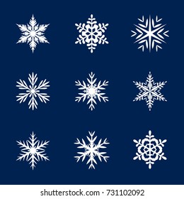Collection of White Snowflakes. Vector Illustration