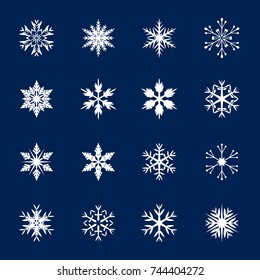 Collection of White Snowflakes. Vector Illustration