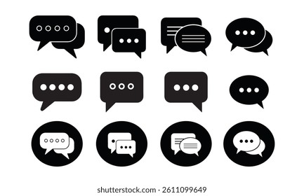 Collection of White Speech Bubble Icon vector on white background.	