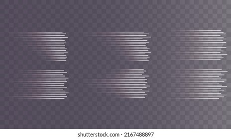 Colección de líneas de velocidad blancas aisladas. Luz blanca, luz eléctrica, efecto luminoso png. Curve línea blanca png para juegos, video, foto, llamada, HUD. Ilustración vectorial aislada.