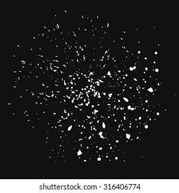 A collection of white splashes on black background grungy abstract hand-painted brush strokes banner. Vector illustration