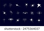 Collection of white Star sparkle icons. Cool shining effect sign vector design. Template for design, poster, banner, logo and business card