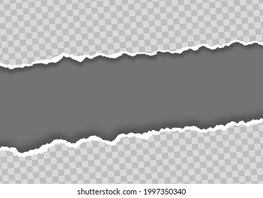Collection of white torn paper. Piece of torn horizontal paper strip.