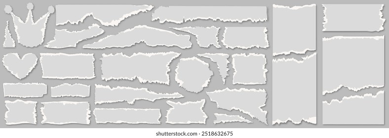 Collection of white torn paper textures