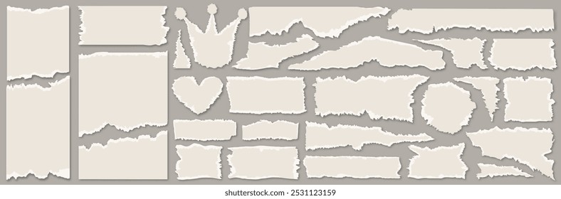 Collection of white torn paper textures