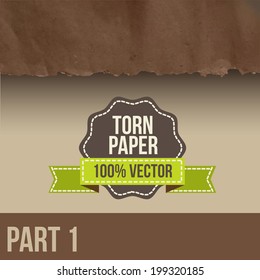 Collection of white torn paper. Vector illustration