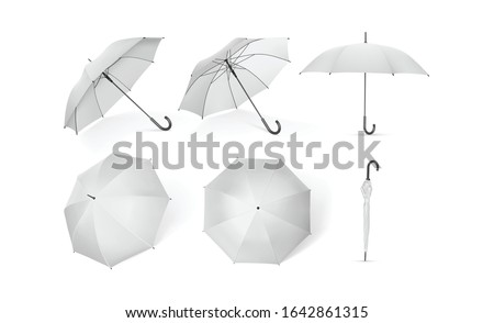 collection of white umbrellas isolated on a white background vector mock up