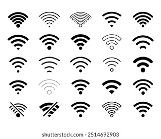 Coleção de ícones Wifi ou de arquivos editáveis vetoriais de ícones sem fio.