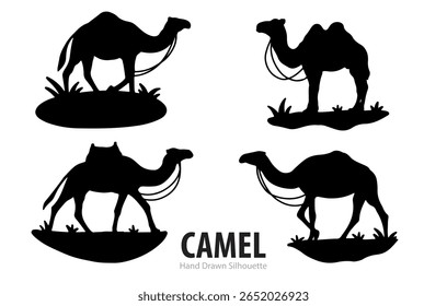 Coleção de silhuetas de animais selvagens, incluindo camelos perfeitos para ilustrações vetoriais