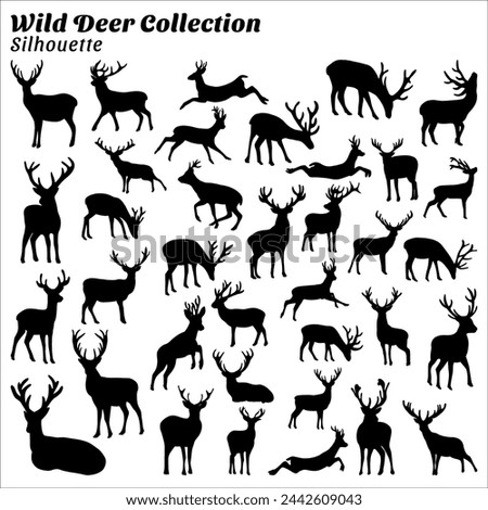 Collection of wild deer silhouette illustrations