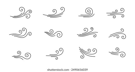 collection of wind blowing effects with editable strokes