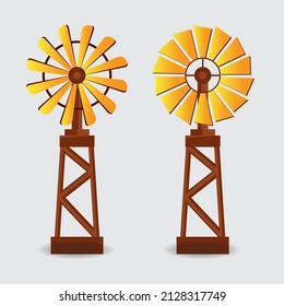 Collection of windmill vector illustration. Windmill cartoon background vector illustration. Windmill icon cartoon style.