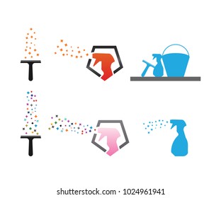 Collection of window cleaning service  template vector
