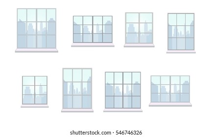 Collection of window frames of various shapes