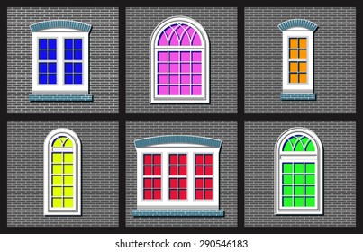 collection of windows on a gray background