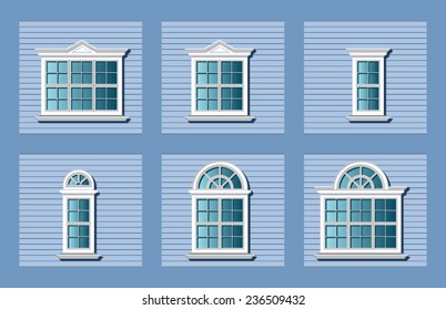 collection of windows in retro style